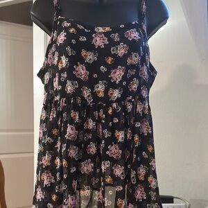 Torrid Black Floral sheer Sleeveless top size 0
